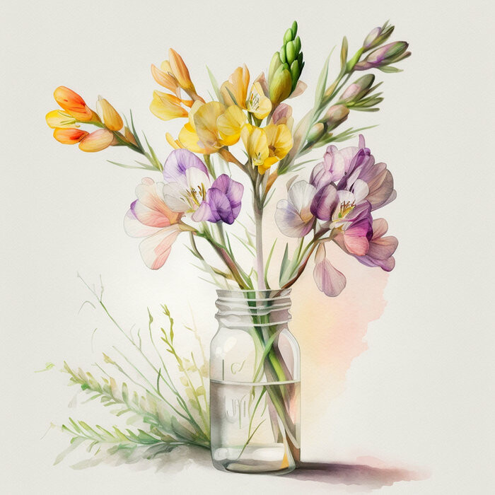 Нежная красота с фрезиями на день рождения: 50 уникальных открыток